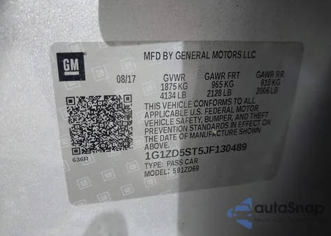 2018 Chevrolet Malibu Lt из США, поврежденный, VIN 1G1ZD5ST5JF130489